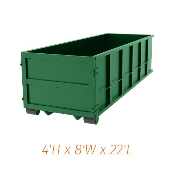 hazardous waste cannot be put in the 20-yard dumpsters as it needs to be disposed of in a special and regulated manner